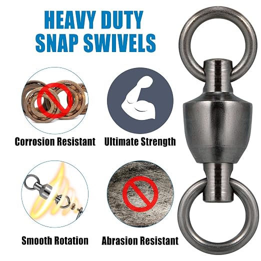 Dr.Fish 20 Pack Ball Bearing Fishing Swivels, Swivels Fishing Tackle Saltwater, Freshwater Stainless Heavy Duty Lure Leader Line Connector #10