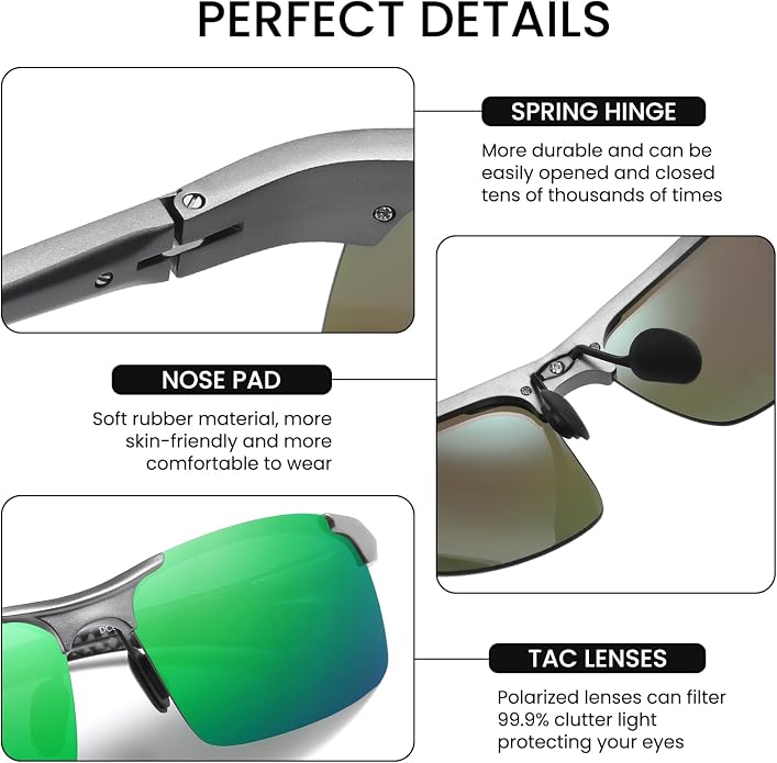 DUCO Polarized Sunglasses Mens Ultralight Carbon Fiber Sun Glasses for Men Driving Sports Fishing UV400 Protection DC8277