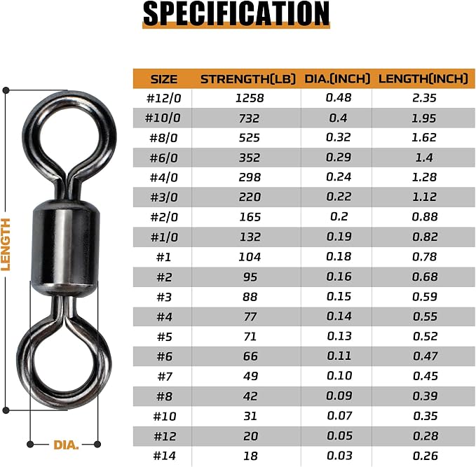 Fishing Swivels Rolling Barrel Swivels High Strength Stainless Steel Rolling Swivels Fishing Hook Line Connector Tackle Accessories