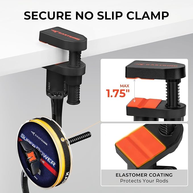 KastKing TrueWind Clamp-On Fishing Line Spooler, Portable Fishing Reel Spooler for Spinning & Baitcasting Reels, No Line Twist, Adjustable Tension, Built-in Line Cutter