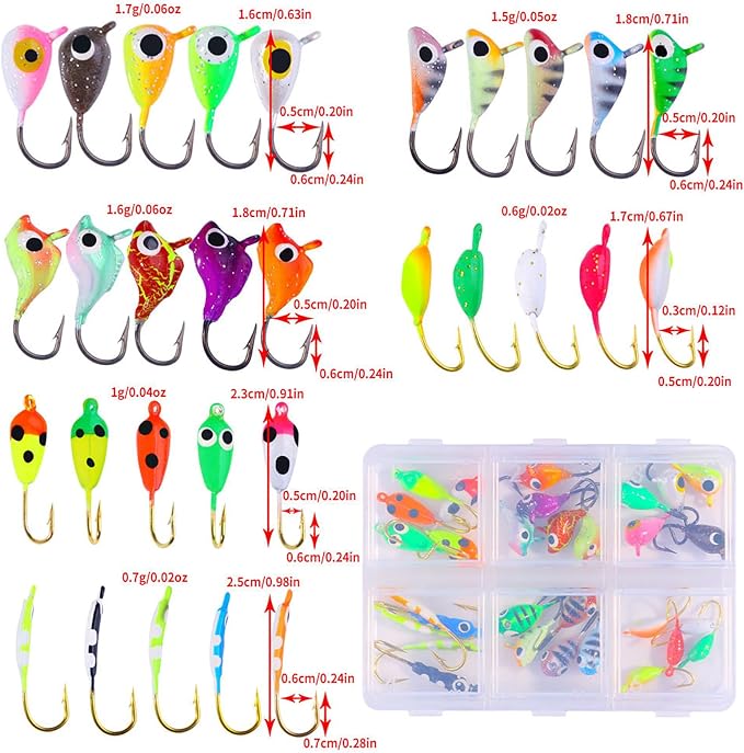 Ice Fishing Jigs Kit Essential Ice Fishing Lures for Beginners to Hook Big Fish and Reel in The Fun!