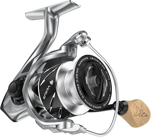 KastKing Verus Spinning Reel, Ultra-Lightweight 5oz Fishing Reel, 5.2:1/6.2:1 Gear Ratio, Aerodynamic Reel Rotor, 10+1 Stainless Steel Bearings, Lightweight Nylitech Body&Rotor, Carbon Fiber Drag