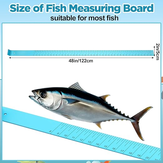 Zonon 1/8" Thick x 48" Long Fish Measuring Board Anodized Aluminum Fish Ruler Aqua Blue Corrosion Resistant Boat Measuring Tool for Fishing Competition Fresh and Salt Water