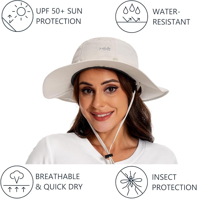 BASSDASH UPF 50+ Mosquito Sun Hat with Hidden Head Net and Neck Flap for Men Women Outdoor Fishing Hiking Camping