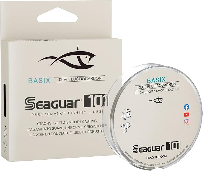Seaguar Basix Freshwater Mainline, 100% Fluorocarbon Fishing Line, Multiple Sizes
