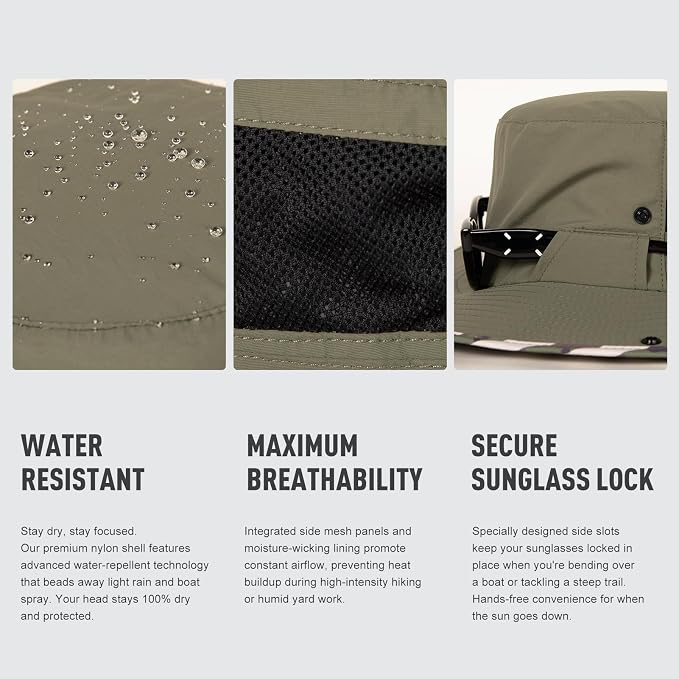 TOP-EX UVCoolix™ Bucket Hat for Men, Cooling Sun Hat Women, UPF 50 Wide Brim Boonie Hats Underbrim Prints, Breathable, M-XXL