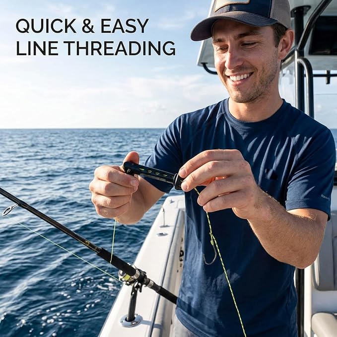 Magnetic Fly Threader, Magnetic Fly Threader & Knot Tying Tool, Fly Fishing Accessories with Strong Magnets for Easy Line Threading, Two-Pack Black Tools for Fishing Lovers and Starters