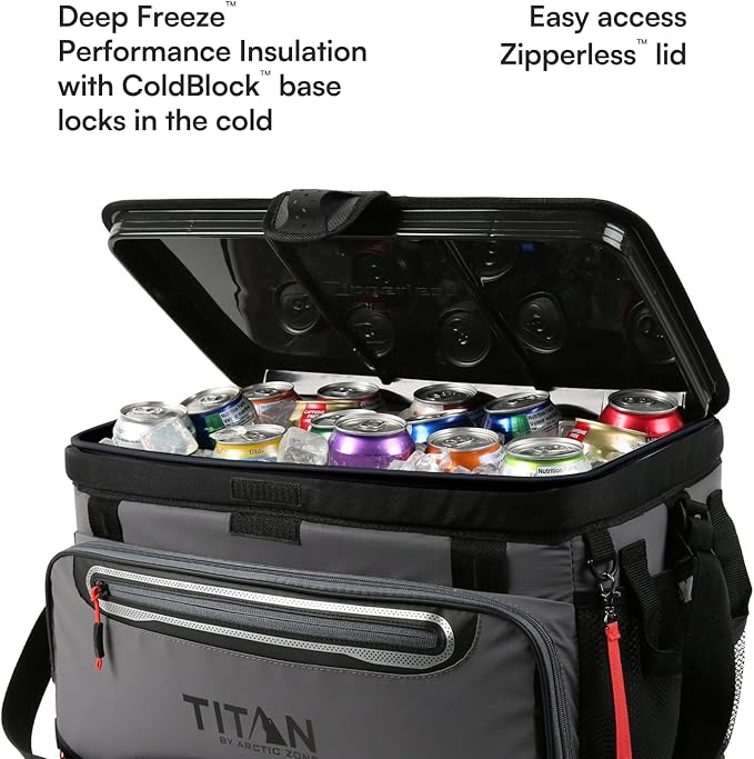 Titan by Arctic Zone Deep Freeze Cooler - Zipperless Hardbody Cooler - Deep Freeze Insulation, HardBody Liner, and SmartShelf