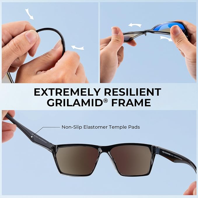 KastKing Beartrap Polarized Sports Fishing Sunglasses, With PuriVex Protective Lens Coating, Square Frame Design, Men Women