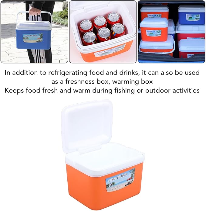 Large 5L Insulated Cooler Box Portable Ice Box for Travel Camping Picnic Fish, Insulated Cooler Box Hard Case Keeps Food Freshness and Drink Cool