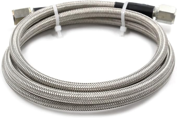 Steel Braided Turbo Oil Feed Line -4AN, Pressure Stainless Remote Turbocharger Sensor Teflon 4 AN Gauge Line Kit (48 inch)