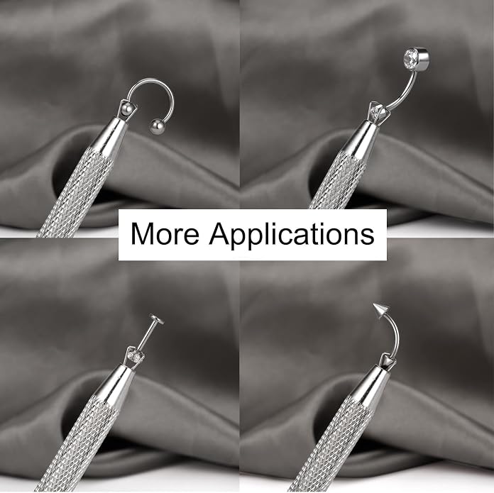 G23 Titanium Threadless Piercing Taper 16G/18G/20G Flat Back Earring Applicator Tool Insertion Pin for Push In Nose Lip Ear Tragus Helix Body Piercing Jewelry Stretcher Assistant Tool
