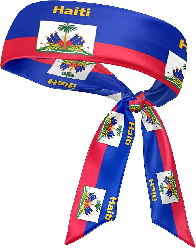 Flag Tie Headbands for Men Women, Moisture Wicking Sweatband Breathable Sports Headwrap, Non-Slip Stretchy Adjustable Fitness Hair Band