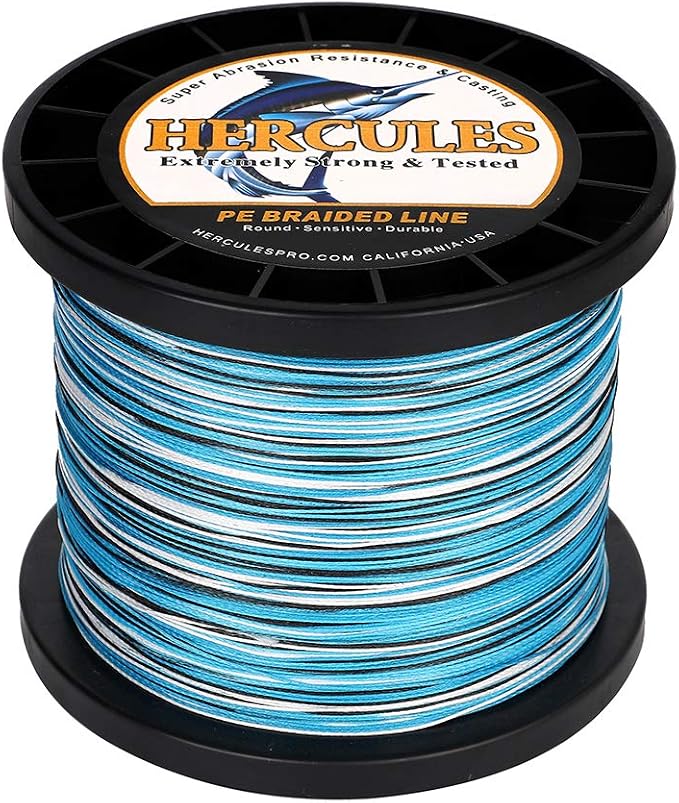 HERCULES Cost-Effective Super Cast 8 Strands Braided Fishing Line 10LB to 300LB Test for Salt-Water,109/328/547/1094 Yards(100M/300M/500M/1000M),Diam.#0.12MM-1.2MM,Hi-Grade Performance,Variety Colors