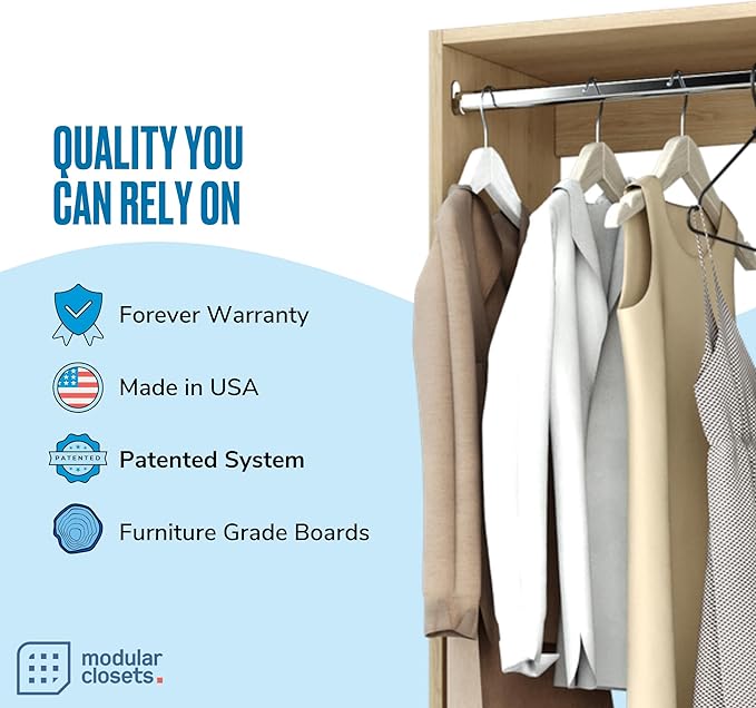 Modular Closets Vista Collection Double Hanging Wood Closet Organizer Unit (Oak, 21" Wide)