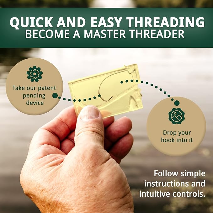 Line King™ Fishing Threader Tying Tool - Fishing Accessories and Equipment for Beginner and Experienced Anglers - Fish Hook Line Cord Threader, Gift for Angler (Transparent Yellow) Patent Pending