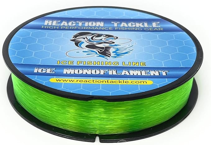 Reaction Tackle Ice Monofilament Fishing Line - High Performance Ice Fishing Line with Low Memory, High Abrasion Resistance, Freezing-Resistant - Strong and Sensitive 1000 Yard Spool Mono Line