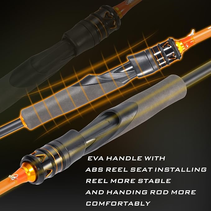 Sougayilang Spinning Combo – 5.2:1 Gear Ratio, 15LB Drag, IM6 Graphite 2-Piece Rod, M/MH Power, Stainless Steel Guides for Bass, Walleye, Catfish