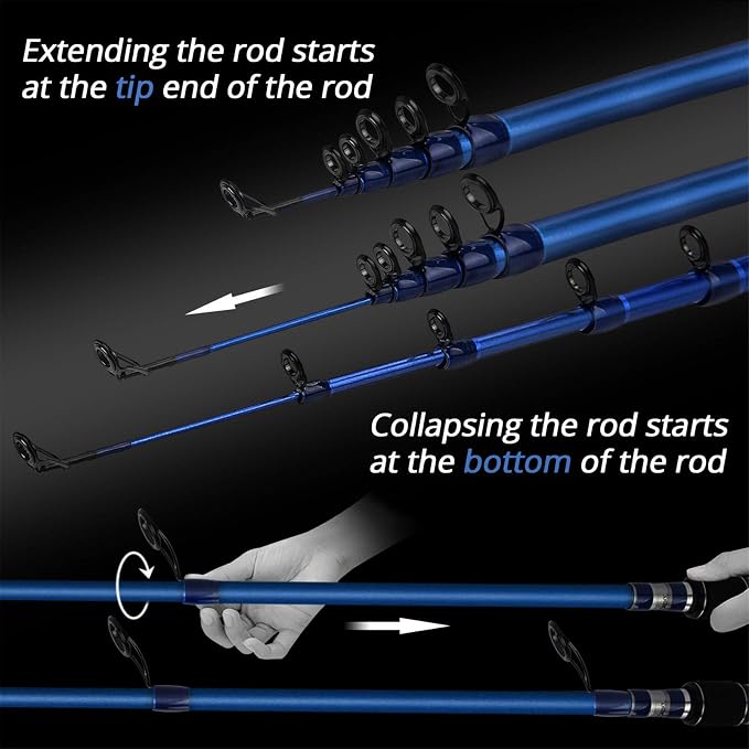 KastKing Compass Telescopic Fishing Rods, Spinning Rod,7ft - Medium Heavy - Moderate Fast & KastKing Centron Spinning Reel, Size 500 Fishing Reel