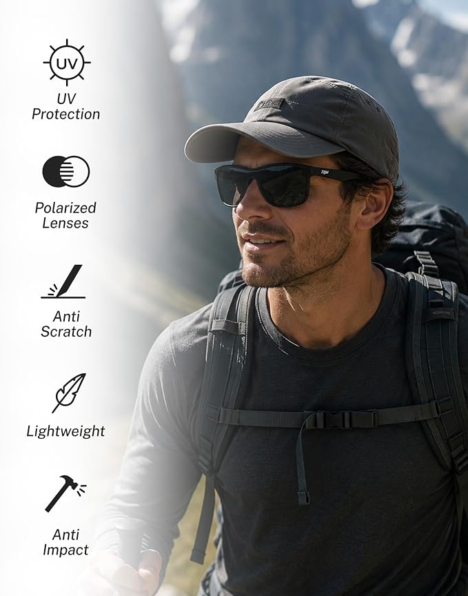 TIJN Polarized Fishing Sunglasses for Men Women UV400 Protection,Wraparound Outdoor Sports Glasses for Fishing,Hiking
