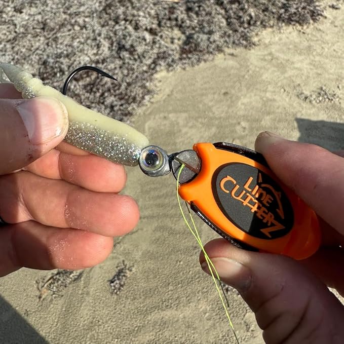 LINE CUTTERZ Patented Dual Hybrid Ceramic Cutter + Stainless Steel Micro Scissors Fishing Line Cutter - Orange