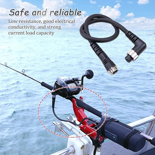 ZORZA 1Pcs Electric Fishing Reel Power Cord with 2-Hole Elbow Design Spinning Reel Power Line for Enhanced Fishing Experience Shipping Direction 6 o'clock(0.45m)