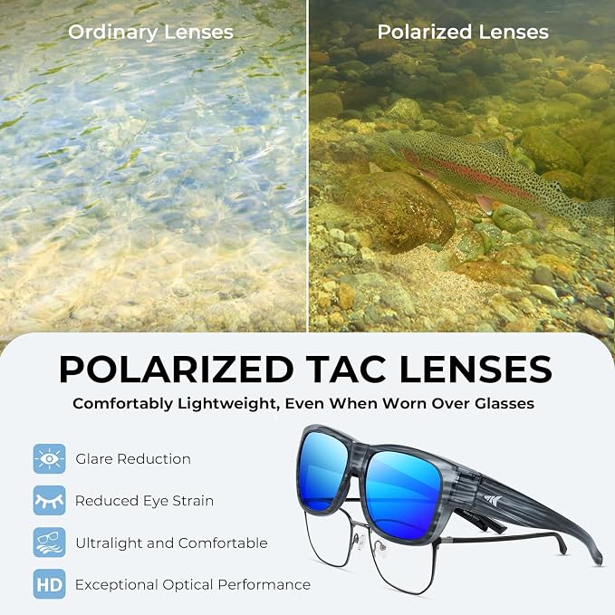 KastKing Chariton Fit-Over Polarized Wrap Around Over Sunglasses for Men and Women, Ideal for Driving Fishing Cycling Running