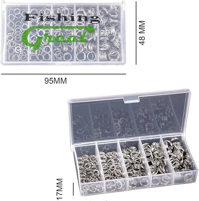 GREATFISHING 200PCS High Strength Heavy Stainless Steel Split Ring Lure Connector Swivels Snap with Fishing Pliers 30lb to 120lb Test