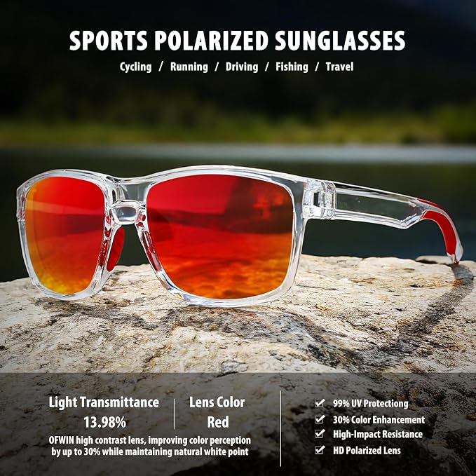 Sports Polarized Sunglasses for Men Women UV Protection Unbreakable Driving Running Fishing Hiking Sun Glasses