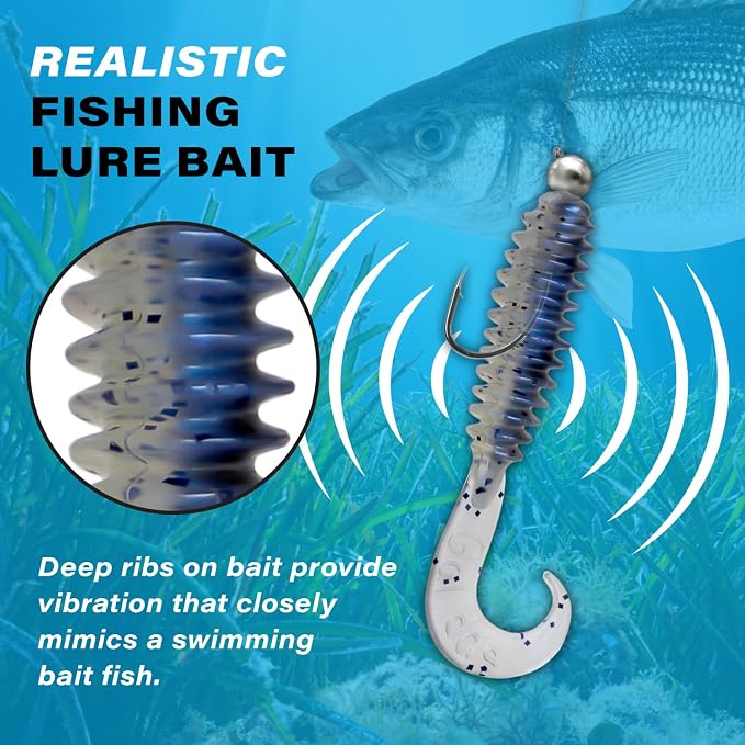 Galida's Grubz Soft Plastic Fish Bait Lures for Fishing | Fishing Bait Lure with Deep Ribs | Great for Beginners and Advanced Fishermen