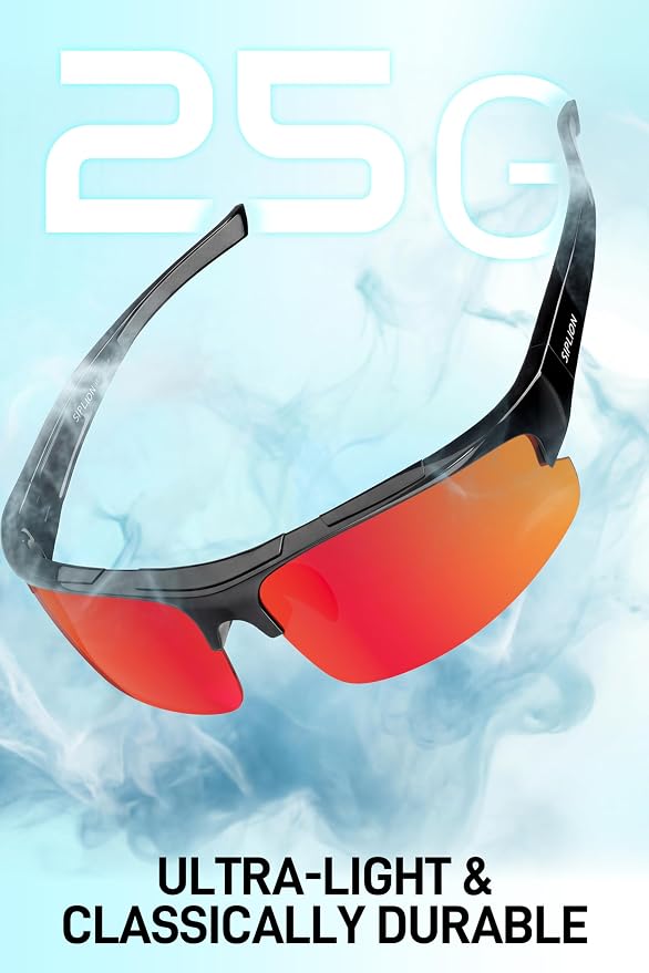 SIPLION Polarized Sunglasses Men Sports: UV400 Protection Anti-Slip Wrap-Around TR90 Frame for Driving Fishing Golf Running