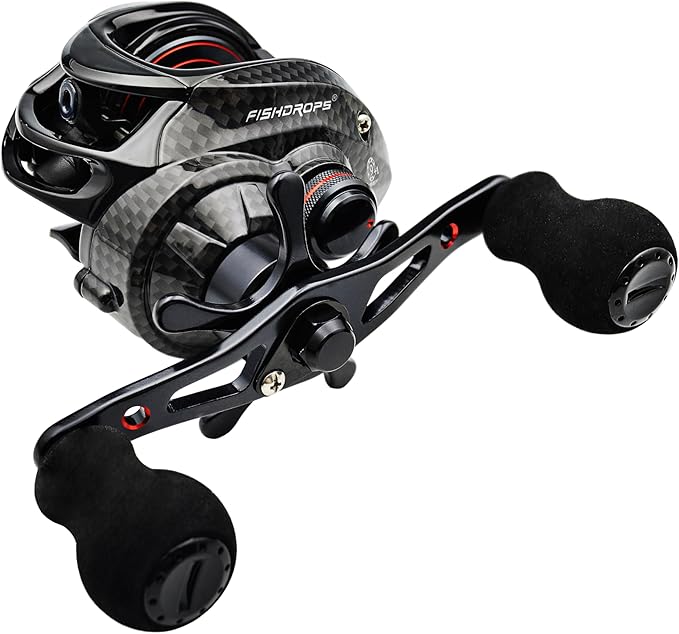 FISHDROPS Baitcaster Reels, 9+1BB, CNC Aluminum Spool, Magnetic Brake System Bait Caster Reel High Speed Gear Ratio 7.0:1 Ultra Smooth Low Profile Baitcasting Fishing Reel