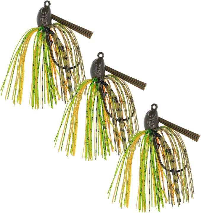 Reaction Tackle Swim Jigs for Bass Fishing - Weedless Bait Design Fishing Lures and Silicone Skirt - Also Pike, Walleye and Muskie and More (3-Pack)