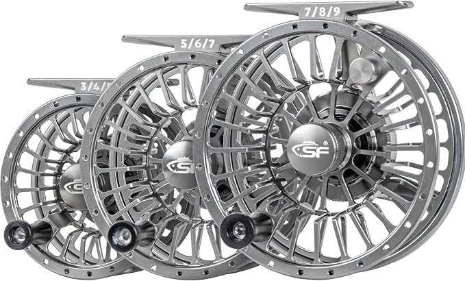 SF Premium SF005 Fly Fishing Reel Aircraft-Grade Aluminum 3/4/5, 5/6/7, 7/8/9 WT Dust-Proof Sealed Drag Free Reel Case Perfect for Trout & Bass