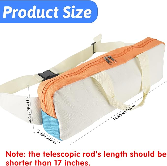 mouhike 17-inch Fishing Tackle Carrier Bag for Telescopic Rods Fishing Tools, Thick Large Capacity Travel Shoulder Storage Case for Fishing Gear, Adjustable Strap Buckle