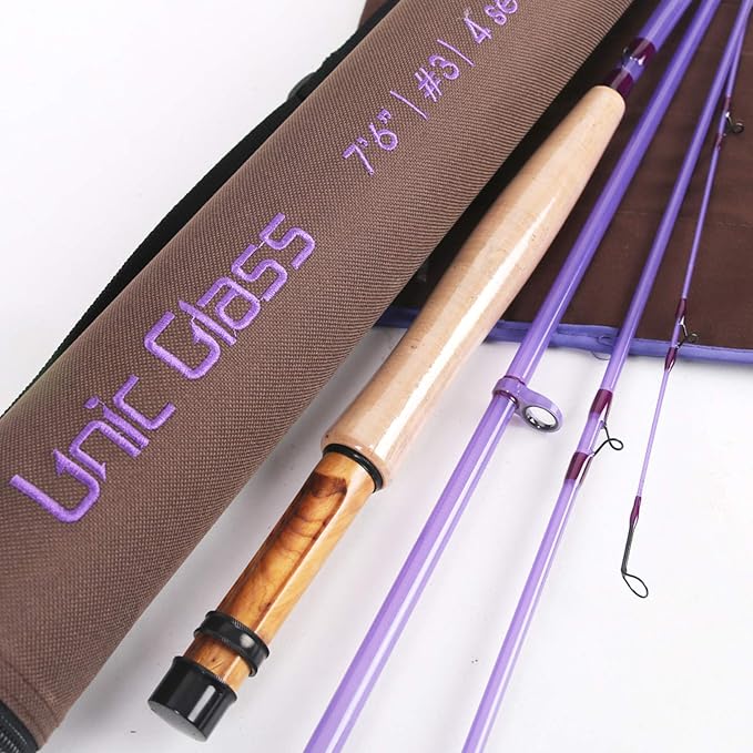 M MAXIMUMCATCH Maxcatch Fiberglass Fly Fishing Rod: 3wt/ 5wt/ 6wt/8wt in Blue,Orange, Purple or Transparent