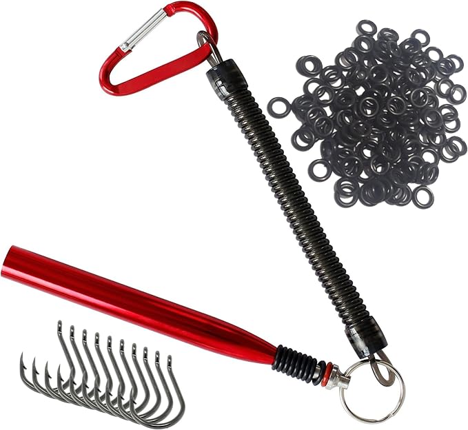 Reaction Tackle Wacky Rig Tool and O-Rings for Soft Plastic Worms, Bass Fishing Wacky Rig and Neko Rig Stick Bait Setup for Largemouth and Smallmouth