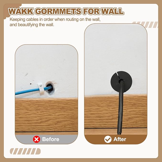 PATIKIL Wall Grommets for Cables 1-3/8", 2 Pcs Cable Routing Kit Silicone Hole Grommet Feed Through Bushing for Ethernet Accessories with 0.26" (6.5mm) Hole, White
