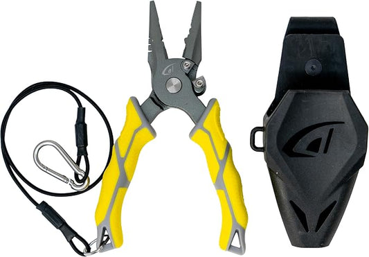 danco Carbon Steel 6.5" Fishing Pliers with Sheath, Line Cutter, Corrosion-Resistant, Saltwater & Freshwater Safe
