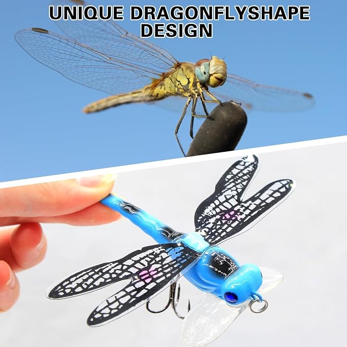 Topwater Fishing Lures Insect Fishing Lures Dragonfly Fishing Lures Dragonfly Lure Fishing Bait with Hooks for Outdoor Fishing Tools