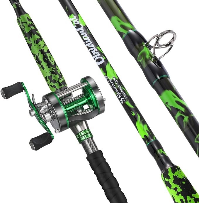 Sougayilang 7' Catfish Rod and Reel Combo, Medium Heavy 2-Piece Carbon Fiber Casting Rod with Solid Carbon Tip, Trolling Reel for Freshwater and Saltwater, Big Game Fish