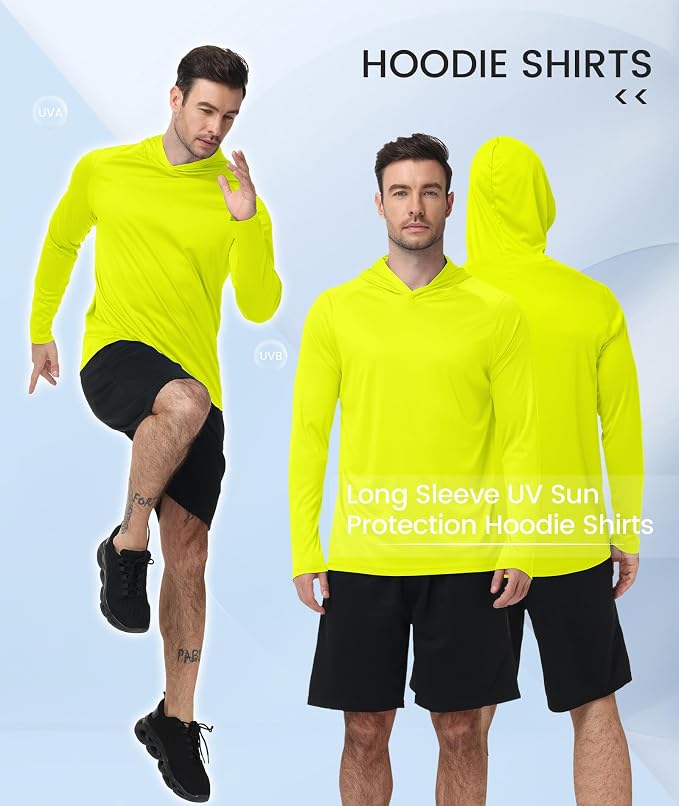 ZITY 3 Pack Men's Sun Protection Hoodie Shirt Fishing Shirts for Men UPF 50+ Long Sleeve Shirt Lightweight Rash Guard