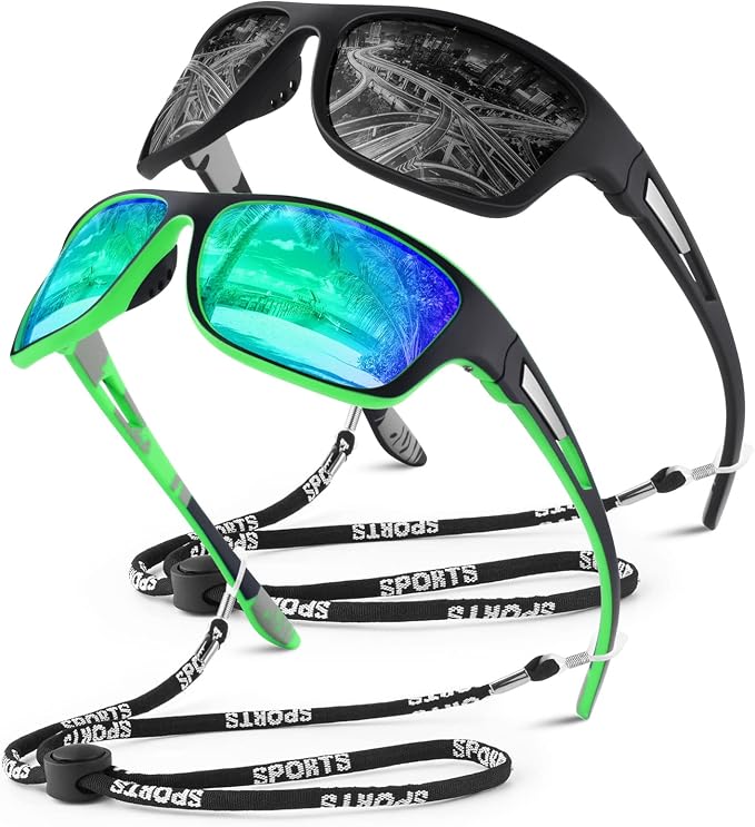 WEAROYO Polarized Sports Sunglasses for Men Women,Fishing Driving Rectangular Goggles UV400 Protection