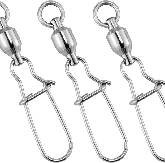 Dr.Fish 20 Pack Ball Bearing Snaps Swivels Fishing Tackles Duo Lock Snaps Stainless Steel Saltwater Freshwater Lure Leader Line Connector