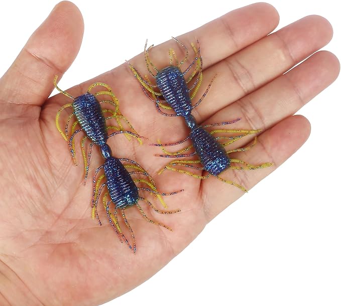 Silicone Soft Dice Fishing Lures: 10pcs Multiple Tentacles Slow Sink Bass Fishing Soft Plastic Baits for Drop Shot Finesse Wacky Rig