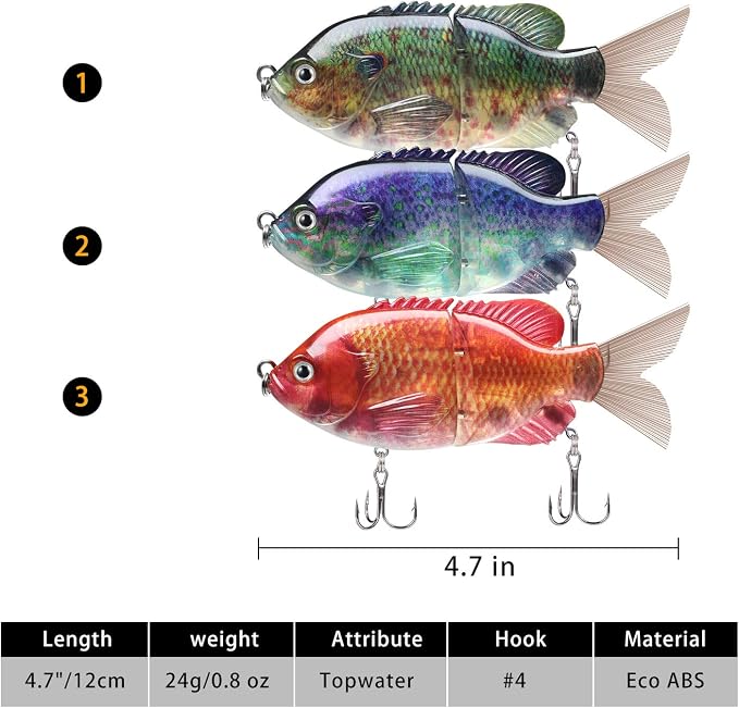 TRUSCEND Swimmax Easy Catch Fishing Lures with BKK Hooks, Wiggling, Vibrating, Rattling and Gurgling for More Bite, Heavy-Duty Dyneema Fiber Jointed Swimbaits for Bass, Trout, Walleye, Crappie, Pike