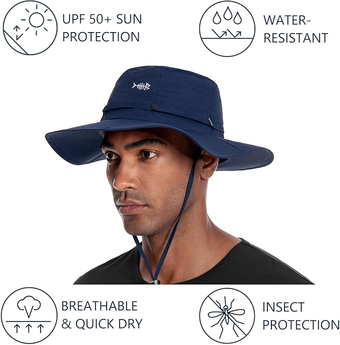 BASSDASH UPF 50+ Mosquito Sun Hat with Hidden Head Net and Neck Flap for Men Women Outdoor Fishing Hiking Camping