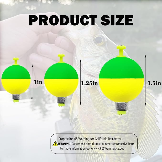 12 Pcs Fishing Bobbers Floats,Snap-on Fishing Bobber Fishing Float Corks Weighted Bobbers for Fishing Crappie Panfish Bluegill Trout
