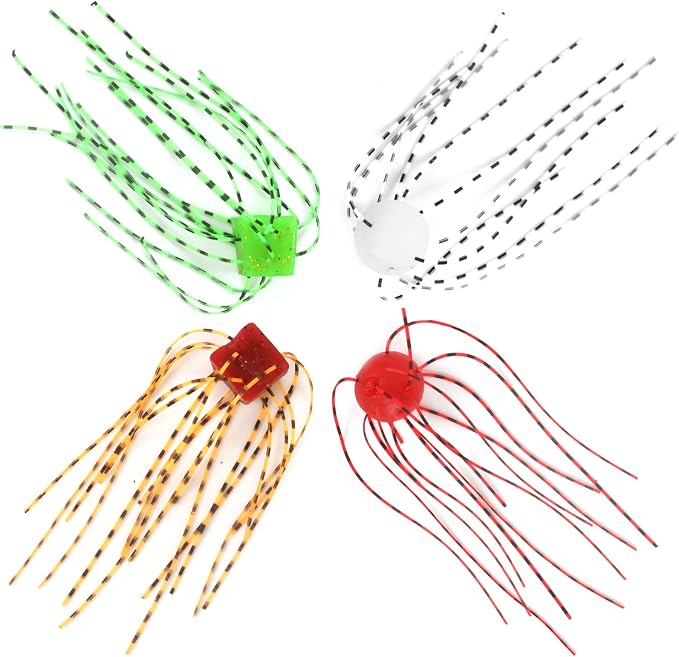 Silicone Soft Dice Fishing Lures: 12pcs Multiple Tentacles Slow Sink Soft Plastic Baits for Bass Drop Shot Finess Wacky Rig