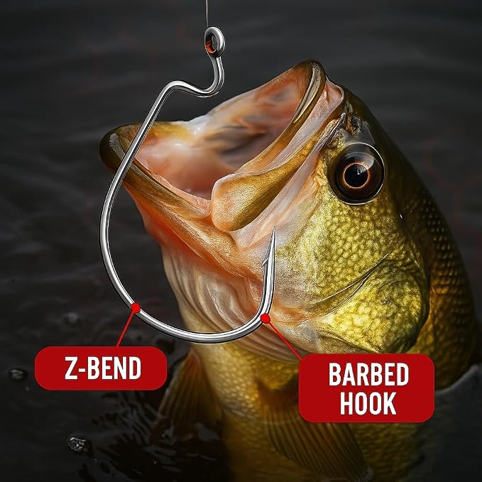 Worm Hooks for Bass Fishing- Texas Rig - Ewg